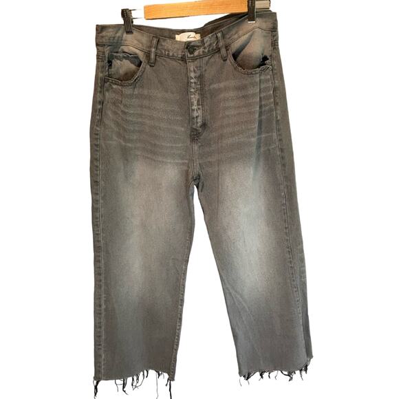 KanCan Gray Wide Leg Cropped Raw Hem Jeans - size 13/30 - Picture 1 of 6